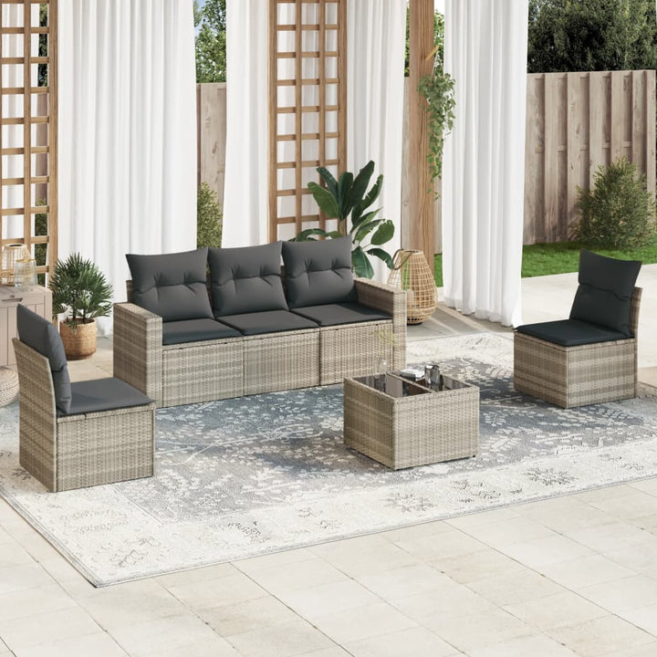 Soffgrupp För Trädgården Med Dynor 6 Delar Beige Konstrotting
