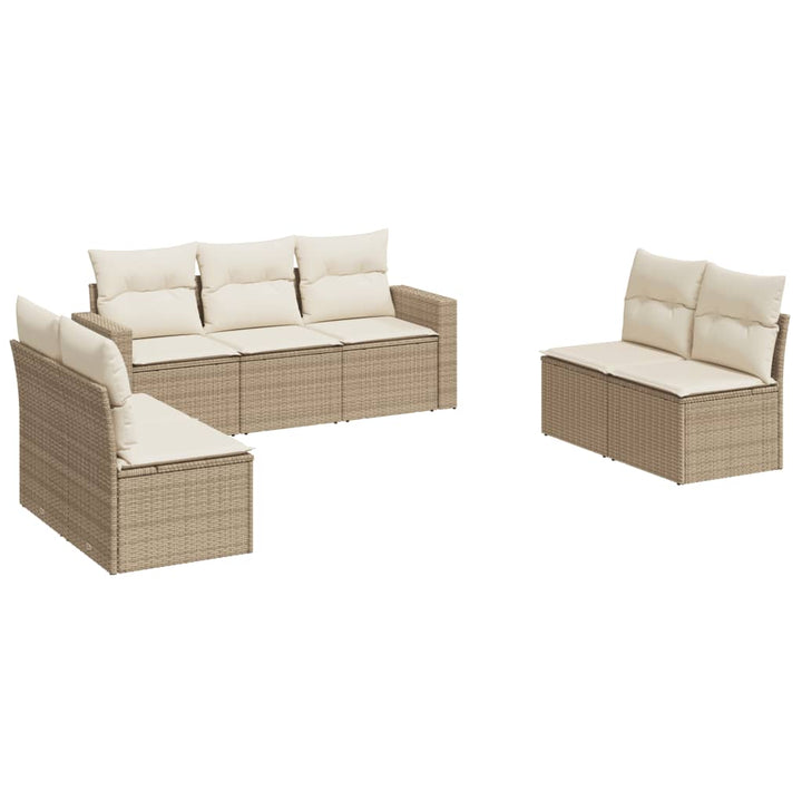 Matgrupp För Trädgården Med Dynor 7 Delar Beige Konstrotting