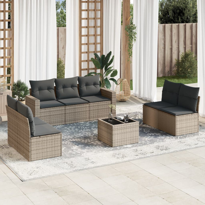 Matgrupp För Trädgården Med Dynor 7 Delar Beige Konstrotting