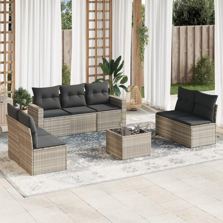 Matgrupp För Trädgården Med Dynor 7 Delar Beige Konstrotting