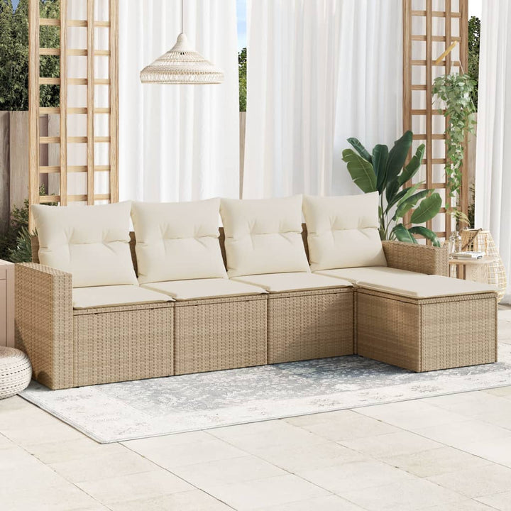 Soffgrupp För Trädgården Med Dynor 6 Delar Beige Konstrotting