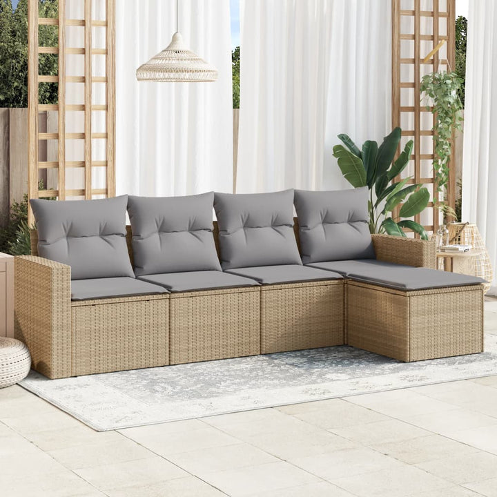 Soffgrupp För Trädgården Med Dynor 6 Delar Beige Konstrotting