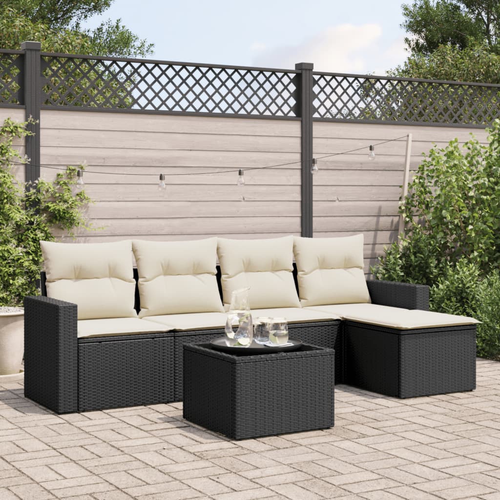 Soffgrupp För Trädgården Med Dynor 6 Delar Beige Konstrotting