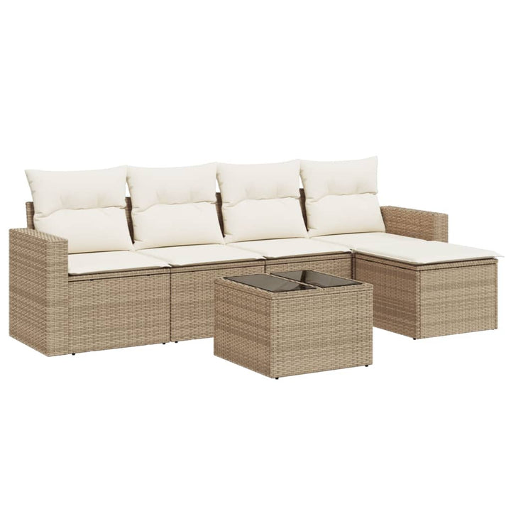Soffgrupp För Trädgården Med Dynor 6 Delar Beige Konstrotting