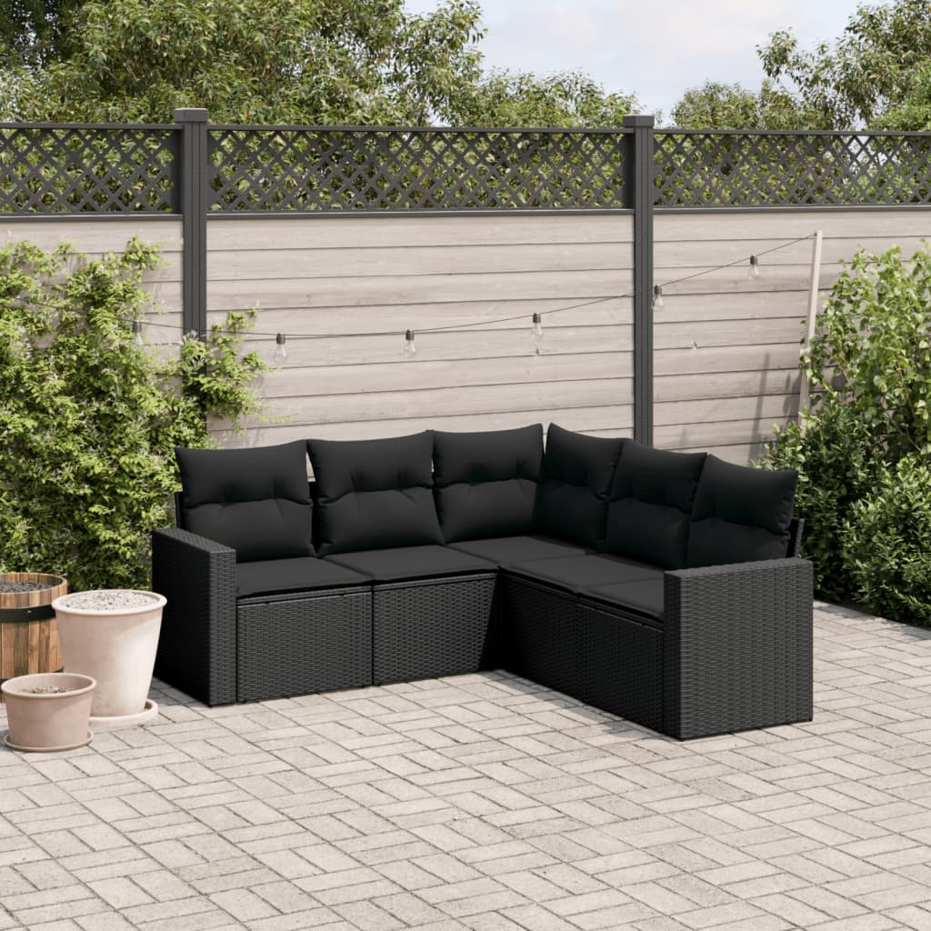 Soffgrupp För Trädgården Med Dynor 5 Delar Beige Konstrotting