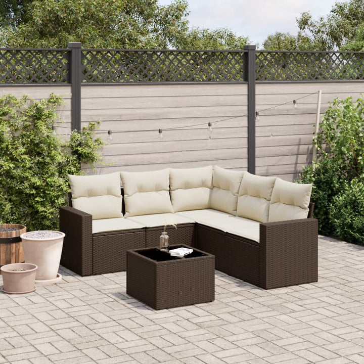 Soffgrupp För Trädgården Med Dynor 5 Delar Beige Konstrotting