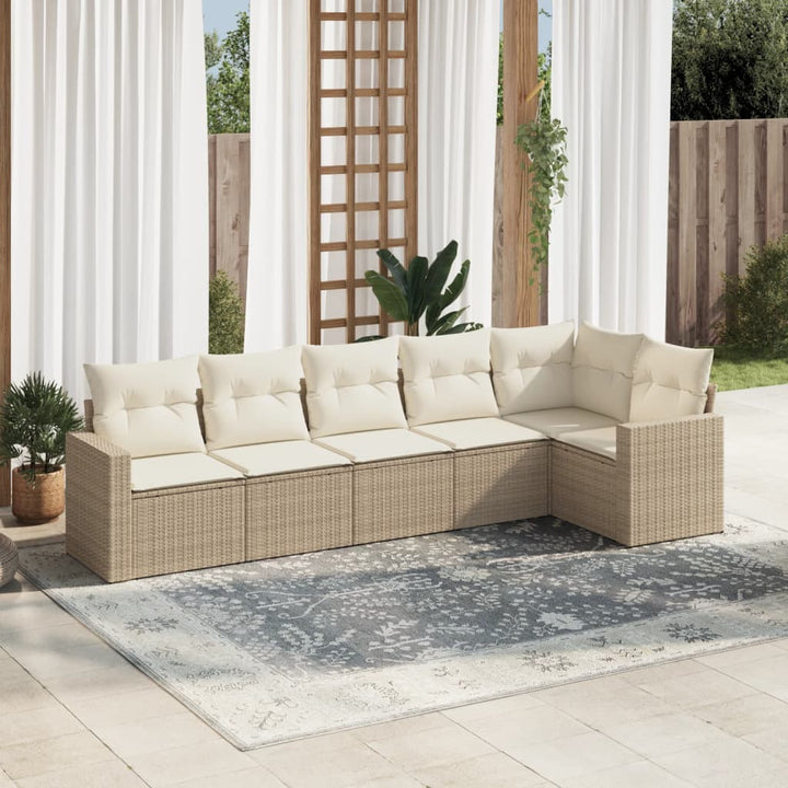 Soffgrupp För Trädgården Med Dynor 6 Delar Beige Konstrotting