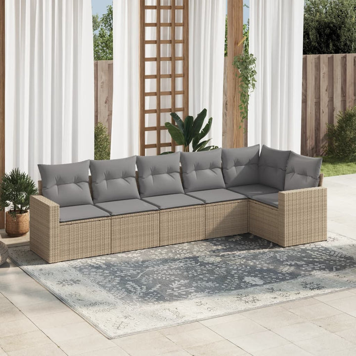 Soffgrupp För Trädgården Med Dynor 6 Delar Beige Konstrotting