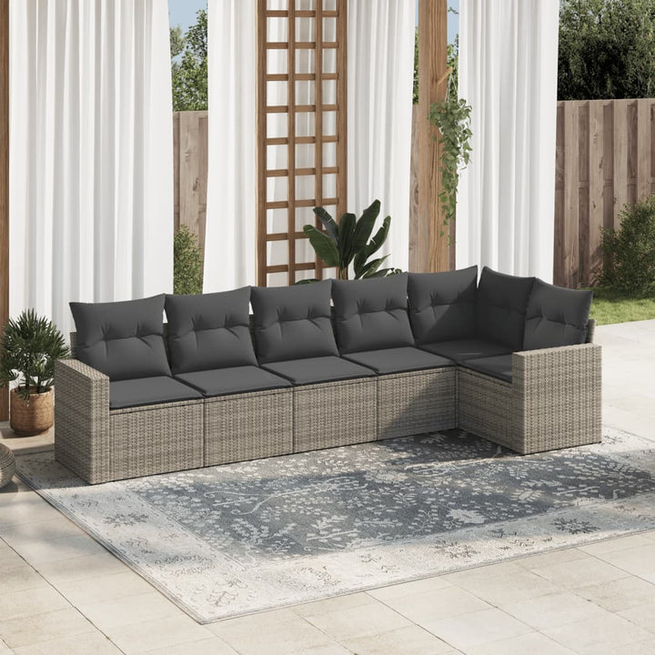 Soffgrupp För Trädgården Med Dynor 6 Delar Beige Konstrotting