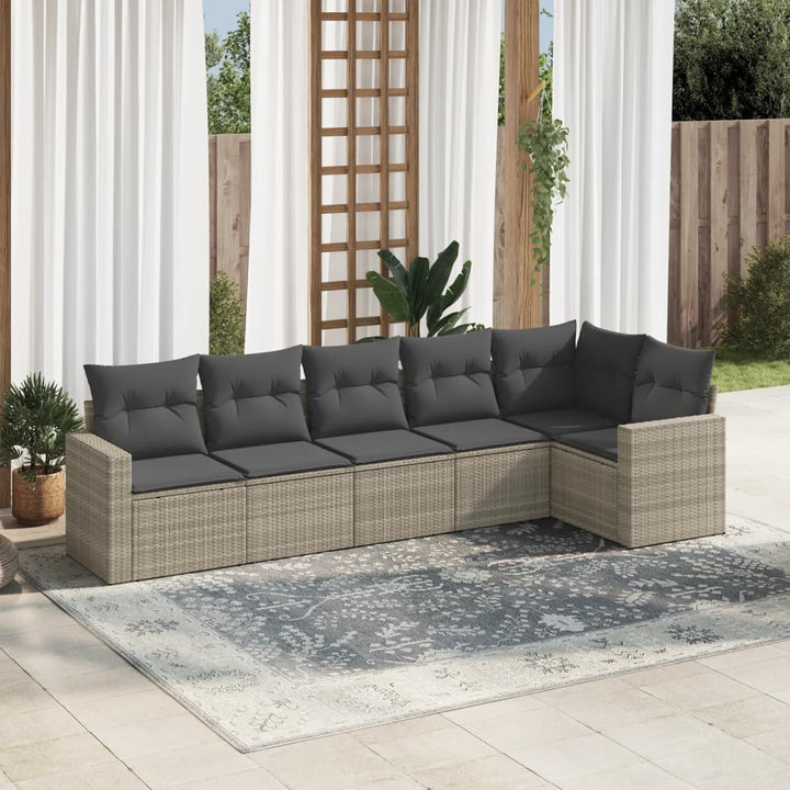 Soffgrupp För Trädgården Med Dynor 6 Delar Beige Konstrotting