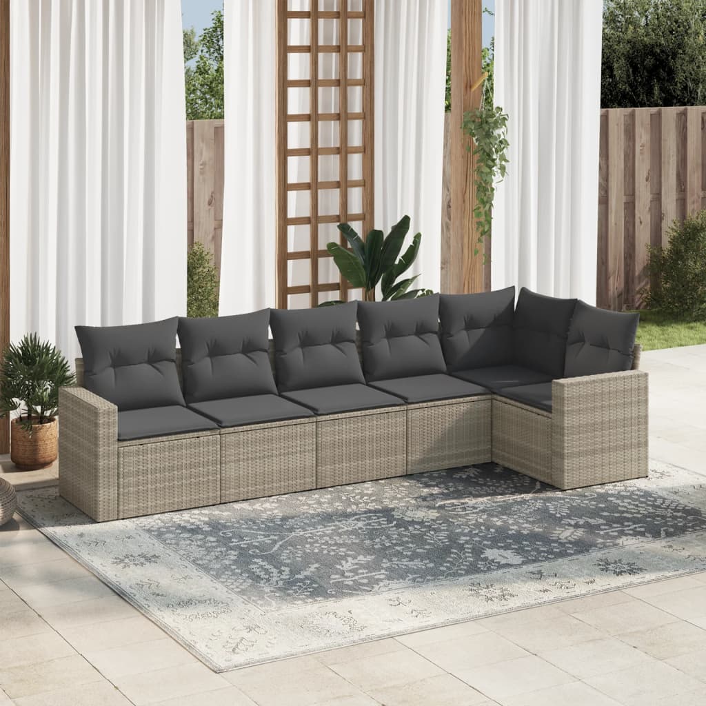 Soffgrupp För Trädgården Med Dynor 6 Delar Beige Konstrotting
