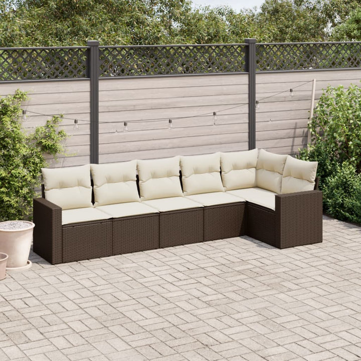 Soffgrupp För Trädgården Med Dynor 6 Delar Beige Konstrotting