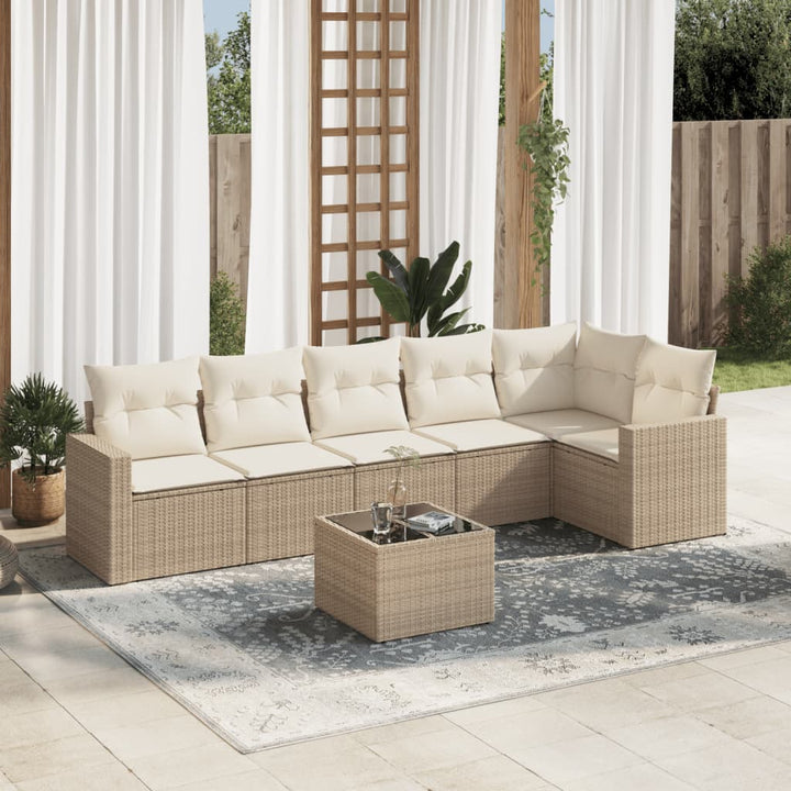 Soffgrupp För Trädgården Med Dynor 6 Delar Beige Konstrotting