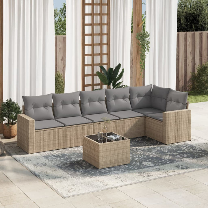 Soffgrupp För Trädgården Med Dynor 6 Delar Beige Konstrotting
