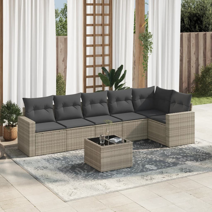 Soffgrupp För Trädgården Med Dynor 6 Delar Beige Konstrotting