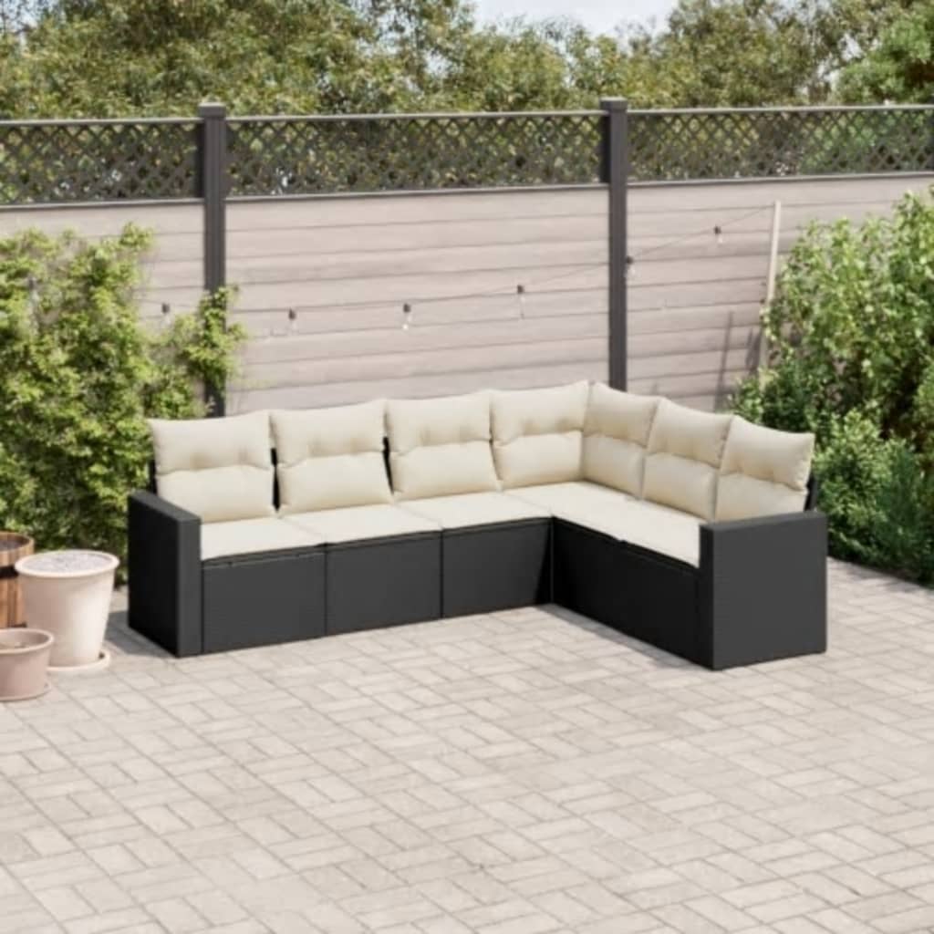 Matgrupp För Trädgården Med Dynor 7 Delar Beige Konstrotting