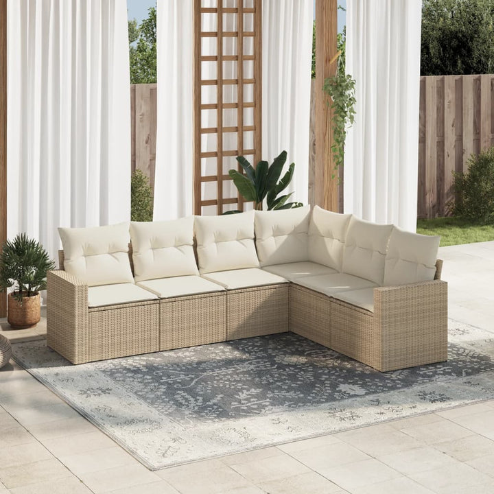 Matgrupp För Trädgården Med Dynor 7 Delar Beige Konstrotting