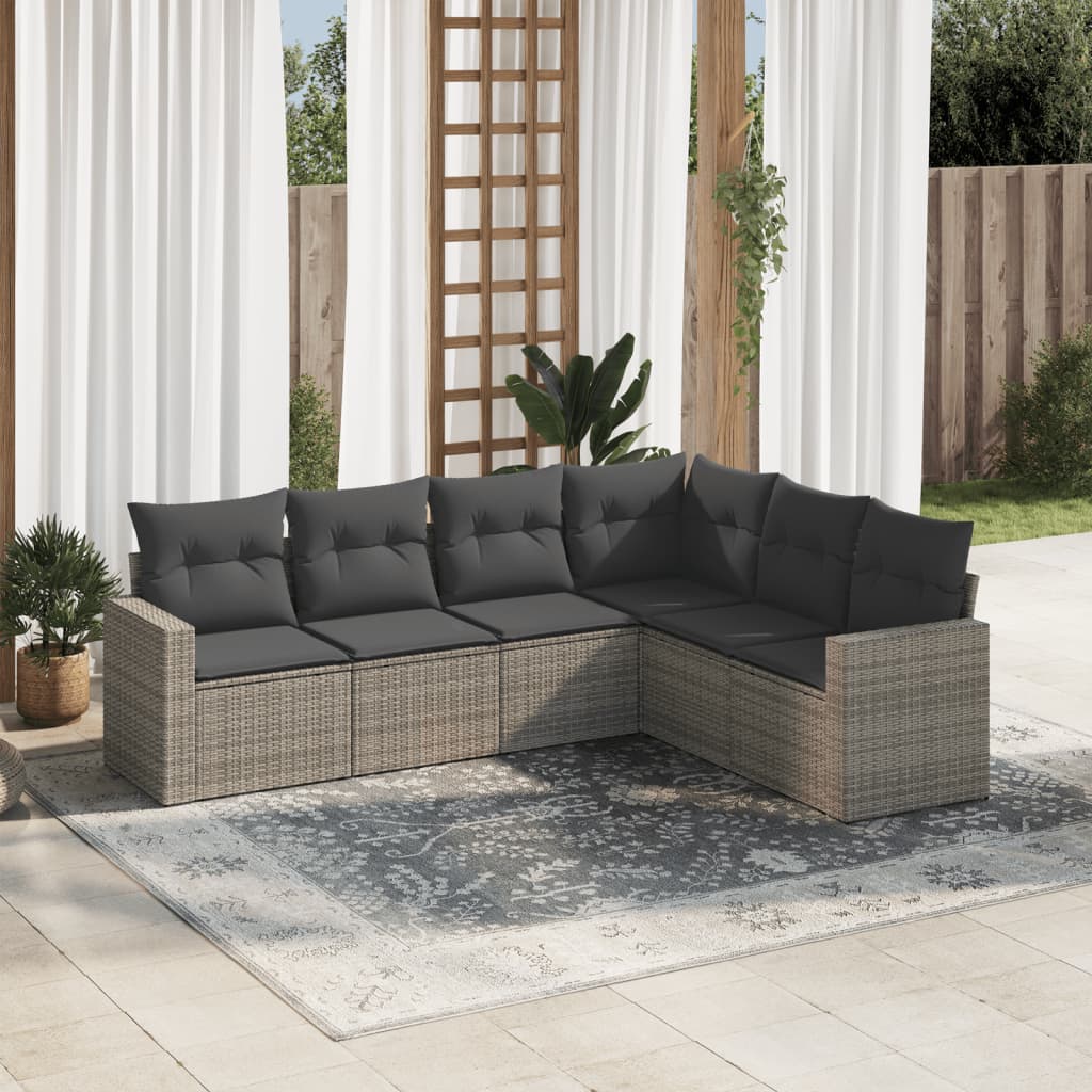 Matgrupp För Trädgården Med Dynor 7 Delar Beige Konstrotting