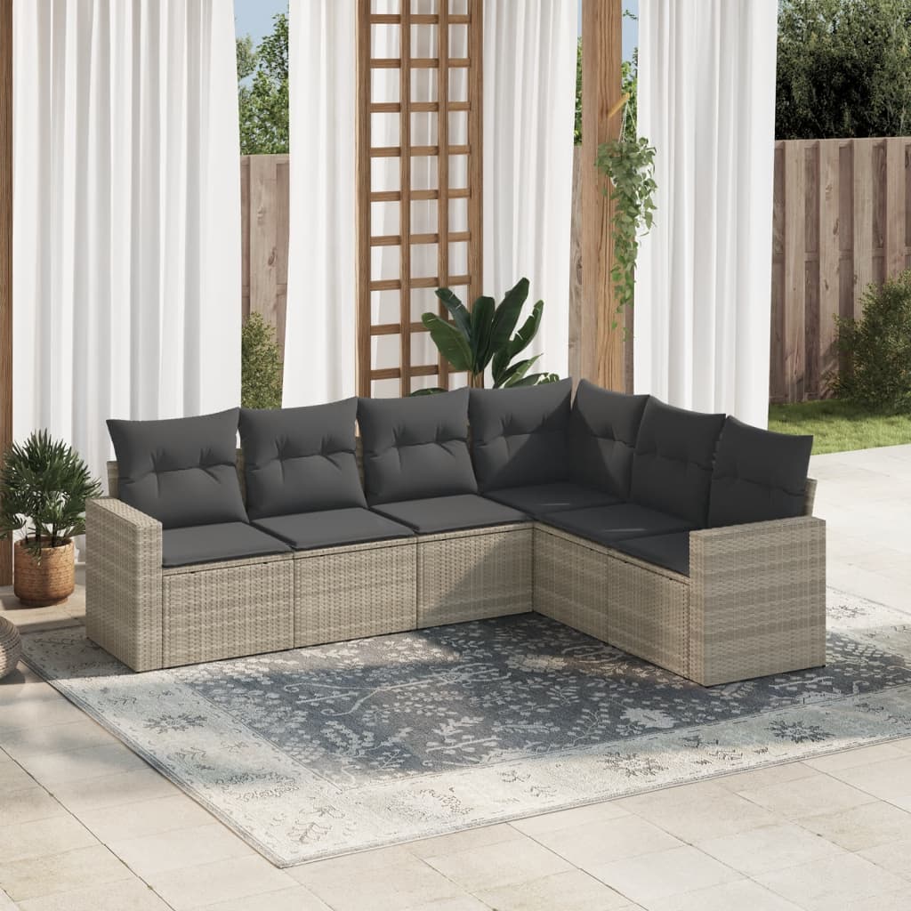 Matgrupp För Trädgården Med Dynor 7 Delar Beige Konstrotting