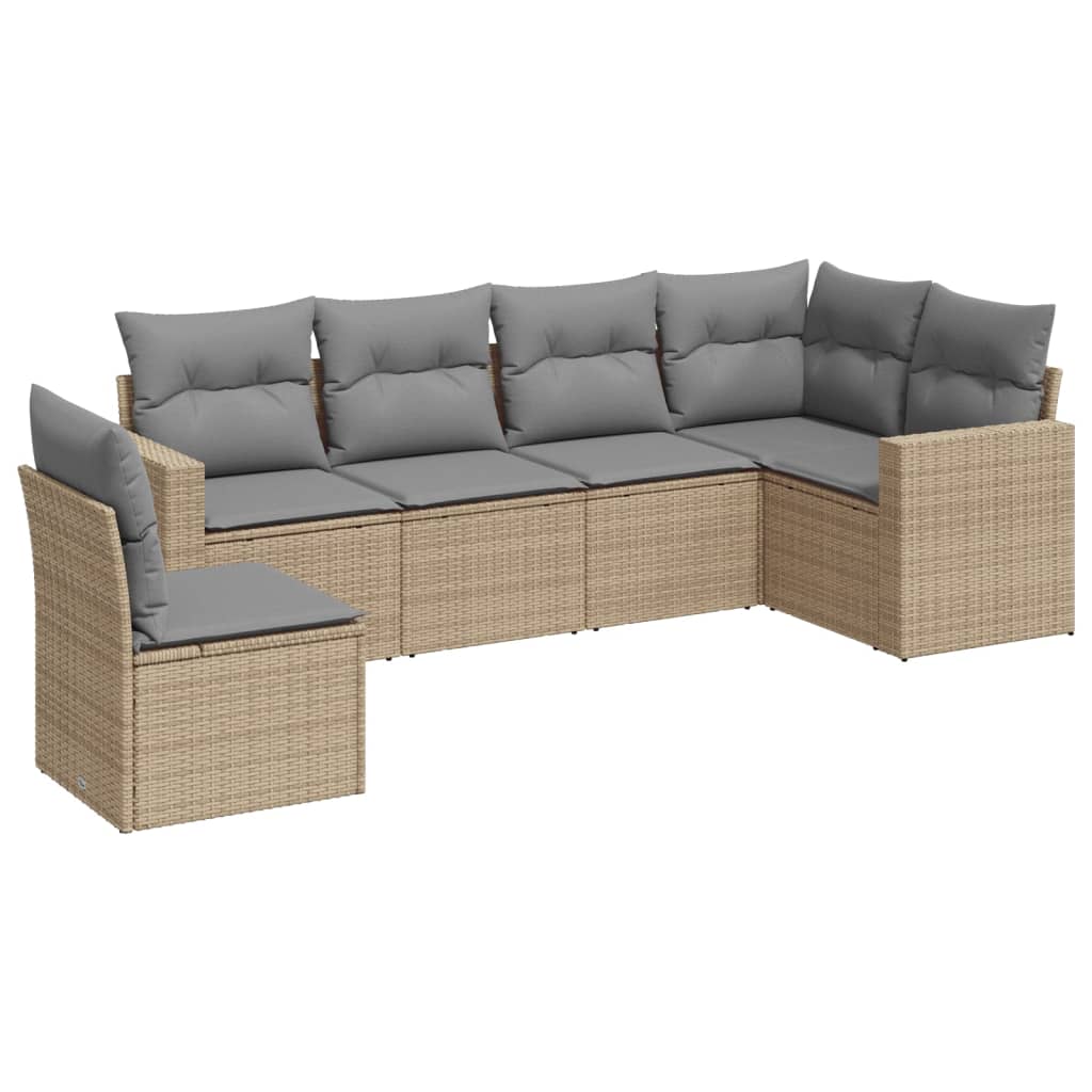 Soffgrupp För Trädgården Med Dynor 6 Delar Beige Konstrotting