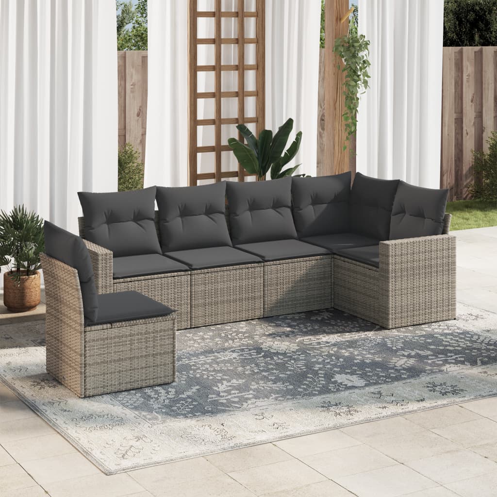 Soffgrupp För Trädgården Med Dynor 6 Delar Beige Konstrotting