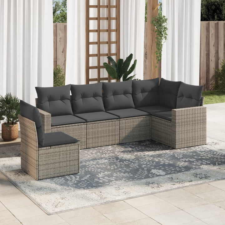 Soffgrupp För Trädgården Med Dynor 6 Delar Beige Konstrotting