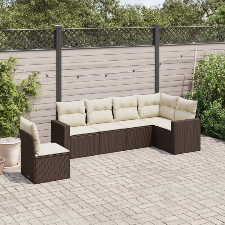 Soffgrupp För Trädgården Med Dynor 6 Delar Beige Konstrotting