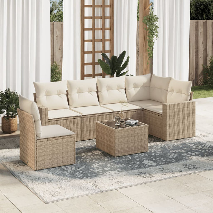 Soffgrupp För Trädgården Med Dynor 6 Delar Beige Konstrotting