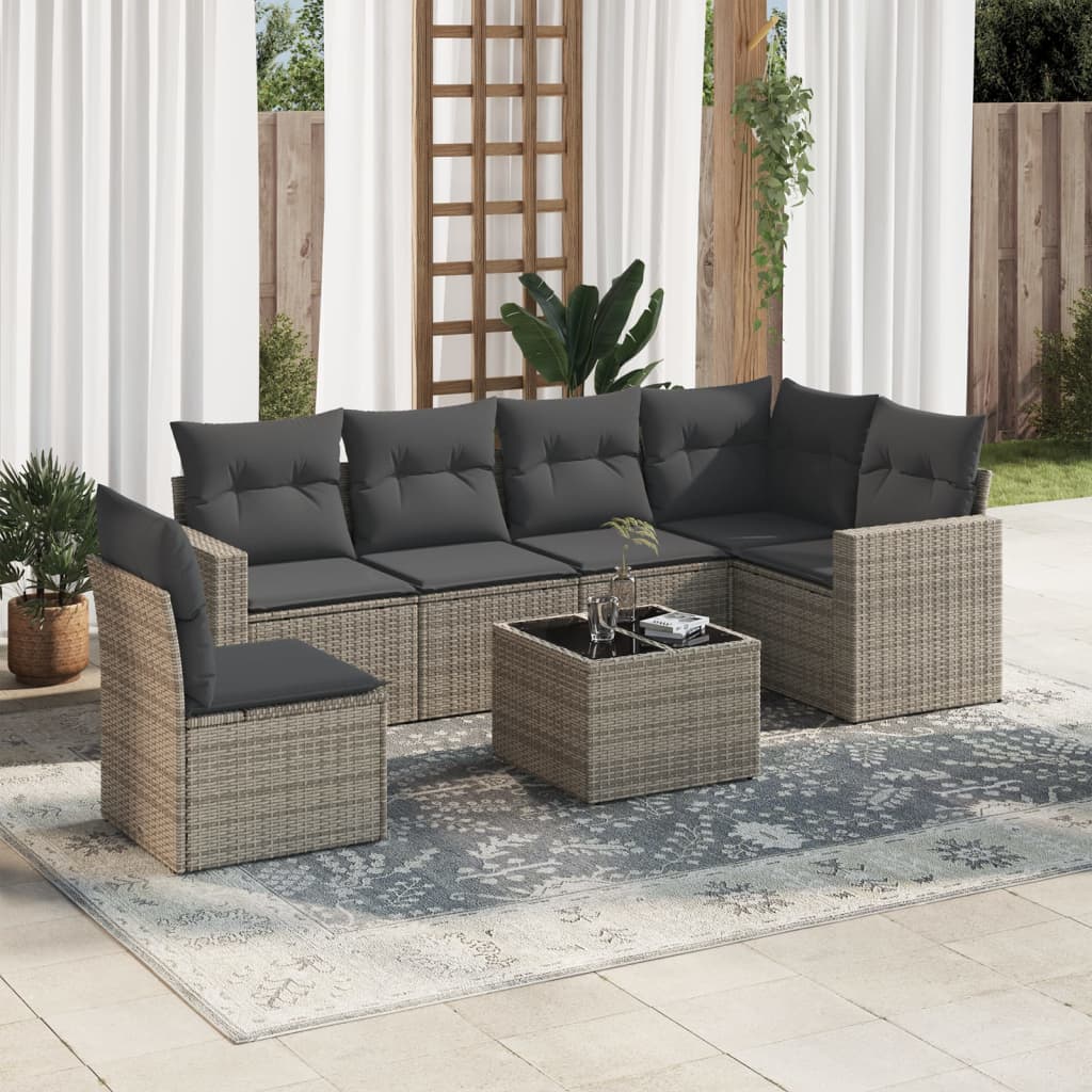 Soffgrupp För Trädgården Med Dynor 6 Delar Beige Konstrotting