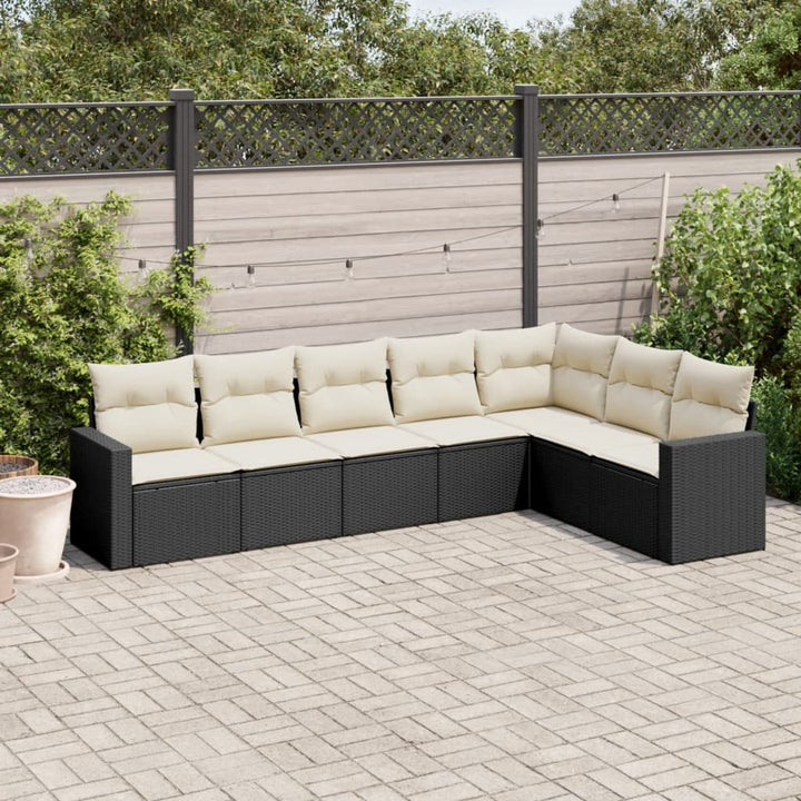 Matgrupp För Trädgården Med Dynor 7 Delar Beige Konstrotting