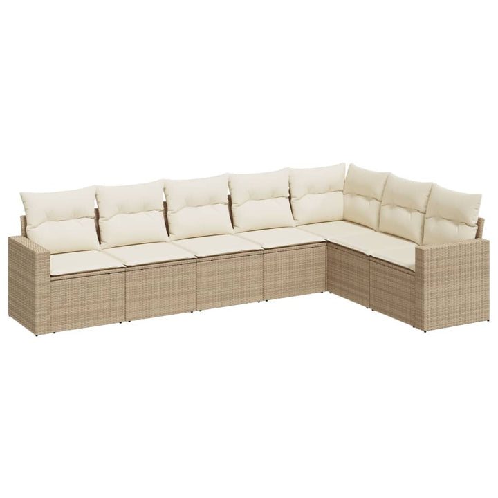 Matgrupp För Trädgården Med Dynor 7 Delar Beige Konstrotting