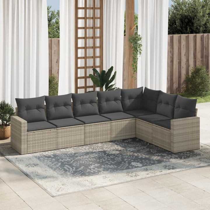 Matgrupp För Trädgården Med Dynor 7 Delar Beige Konstrotting