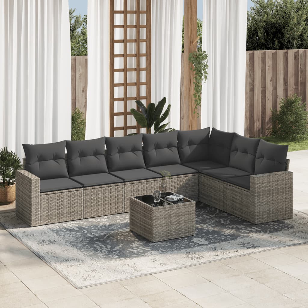 Matgrupp För Trädgården Med Dynor 7 Delar Beige Konstrotting
