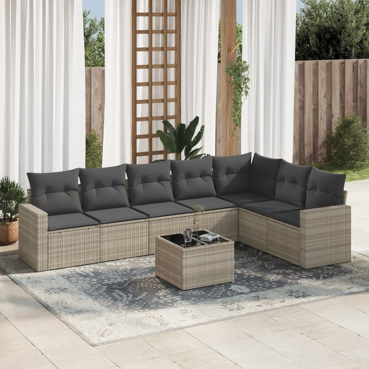Matgrupp För Trädgården Med Dynor 7 Delar Beige Konstrotting