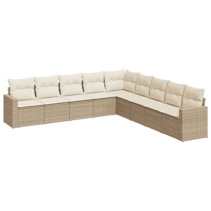 Soffgrupp För Trädgården Med Dynor 9 Delar Beige Konstrotting