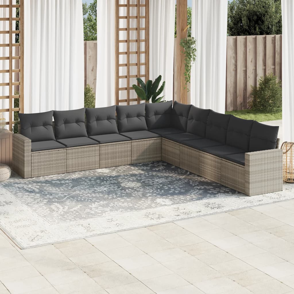Soffgrupp För Trädgården Med Dynor 9 Delar Beige Konstrotting