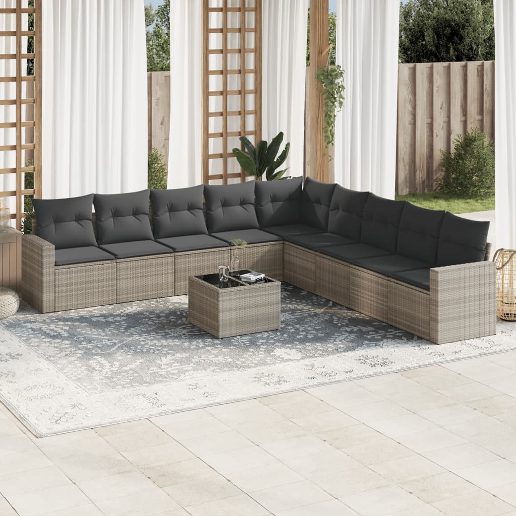 Soffgrupp För Trädgården Med Dynor 9 Delar Beige Konstrotting