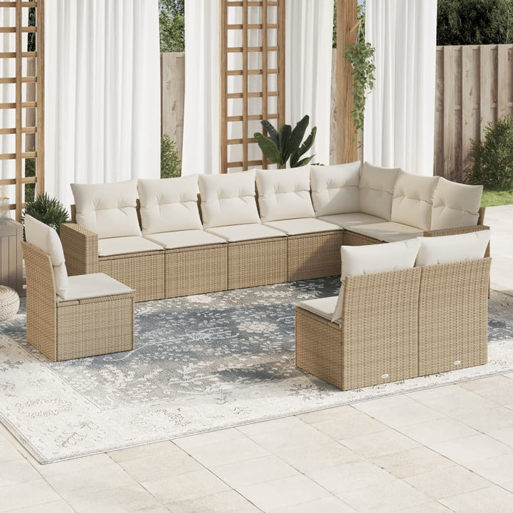 Soffgrupp För Trädgård Med Dynor 10 Delar Beige Konstrotting