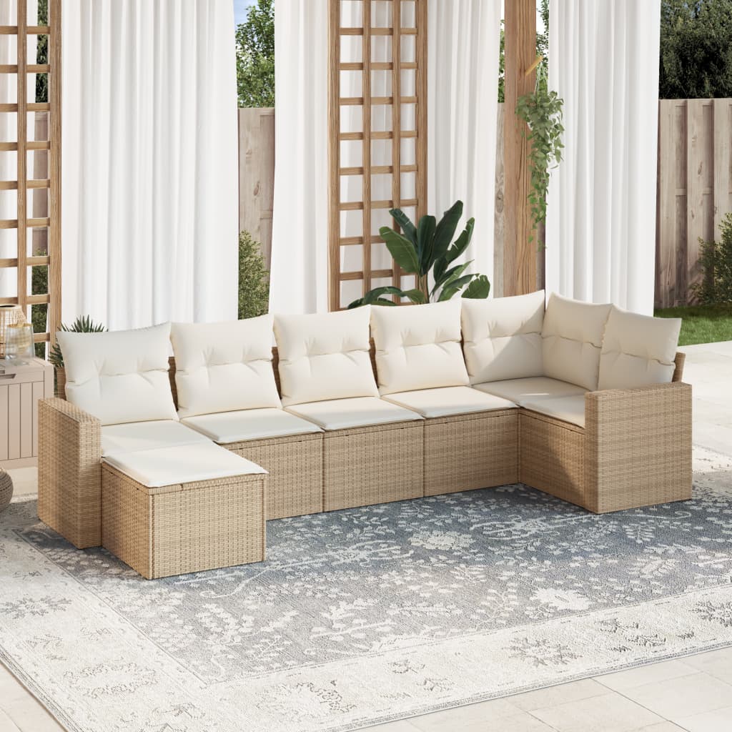 Matgrupp För Trädgården Med Dynor 8 Delar Beige Konstrotting