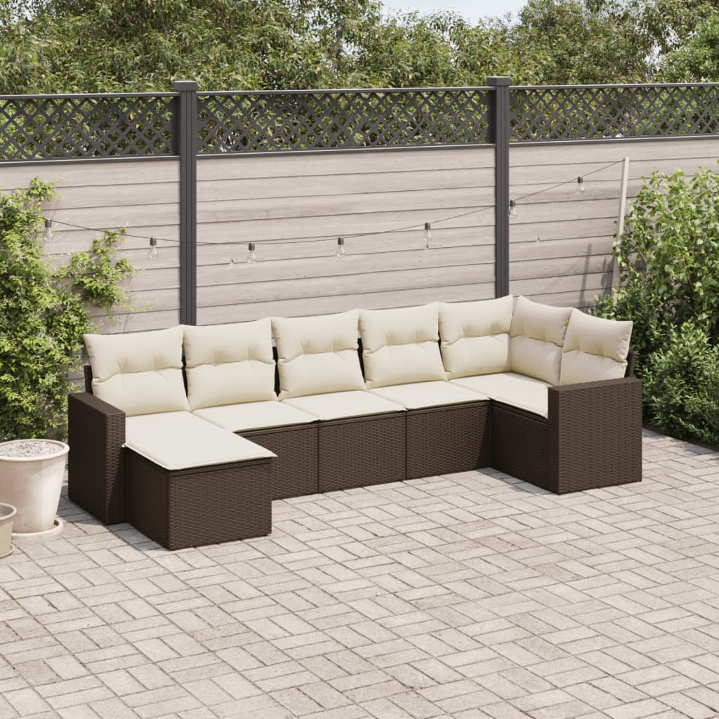 Matgrupp För Trädgården Med Dynor 8 Delar Beige Konstrotting