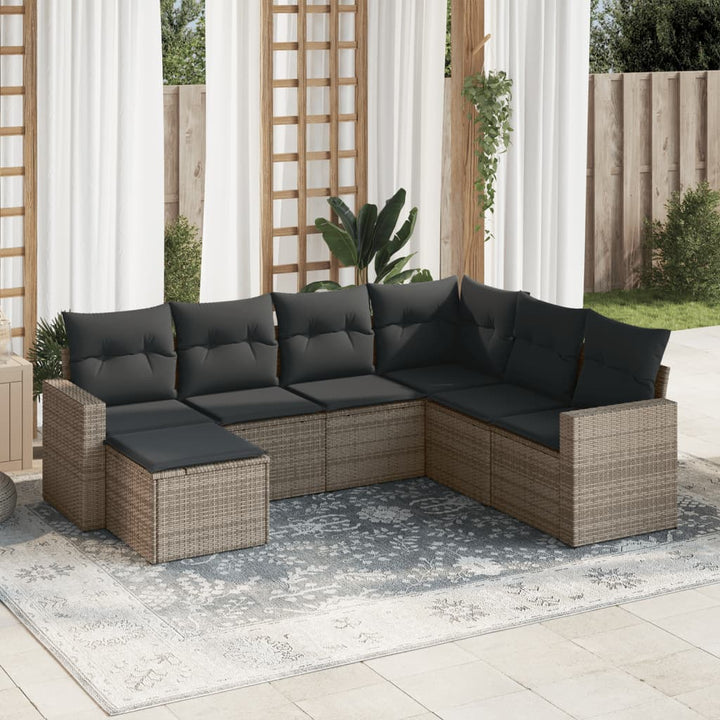 Matgrupp För Trädgården Med Dynor 8 Delar Beige Konstrotting