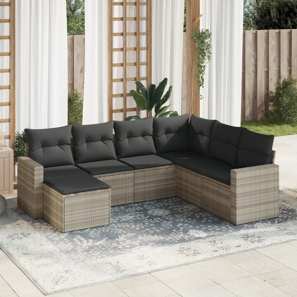 Matgrupp För Trädgården Med Dynor 8 Delar Beige Konstrotting