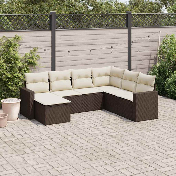 Matgrupp För Trädgården Med Dynor 8 Delar Beige Konstrotting