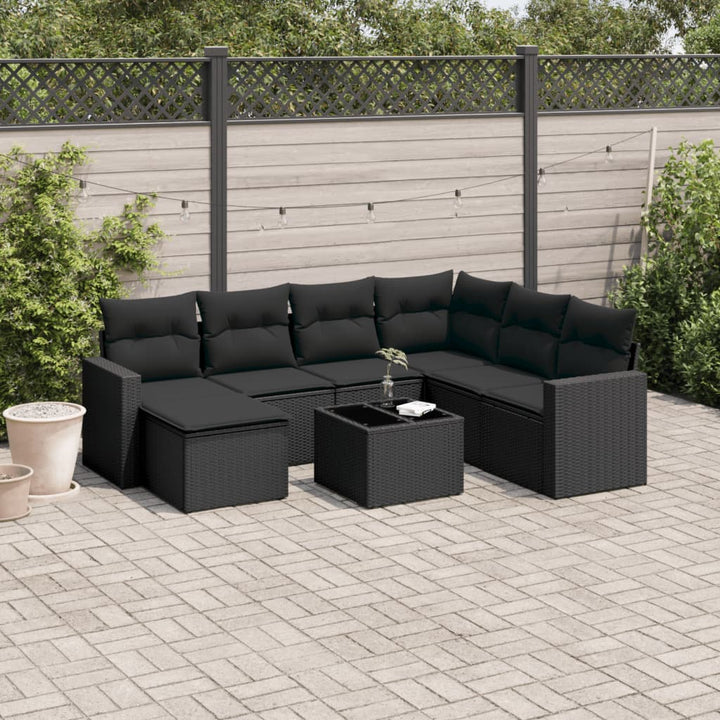 Matgrupp För Trädgården Med Dynor 8 Delar Beige Konstrotting