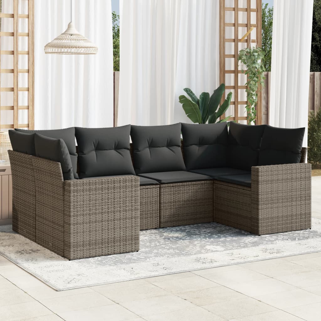 Soffgrupp För Trädgården Med Dynor 6 Delar Beige Konstrotting