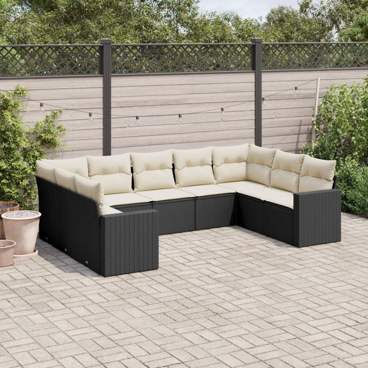 Soffgrupp För Trädgården Med Dynor 9 Delar Beige Konstrotting