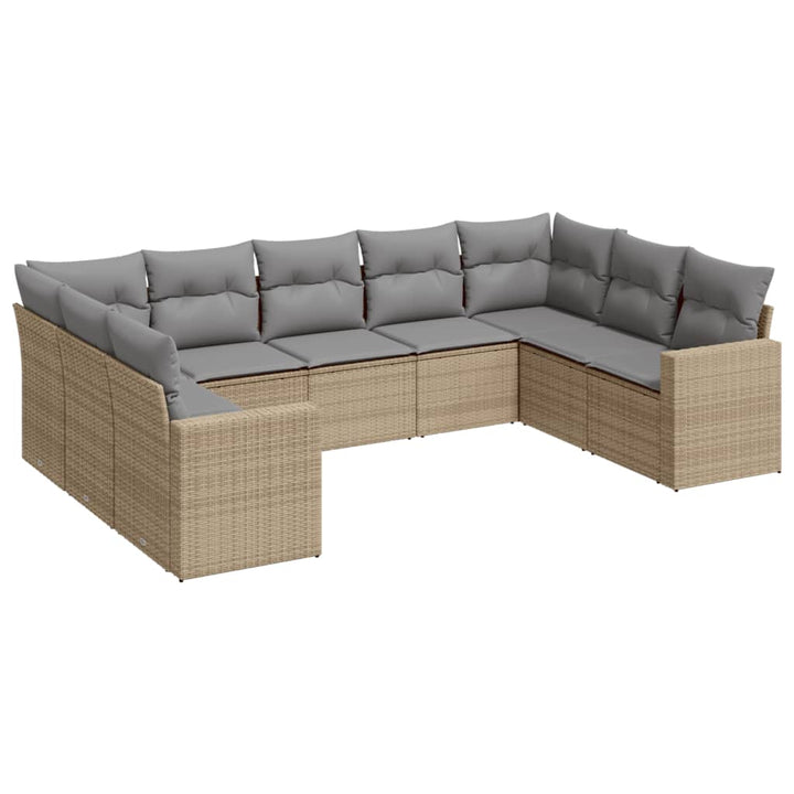 Soffgrupp För Trädgården Med Dynor 9 Delar Beige Konstrotting
