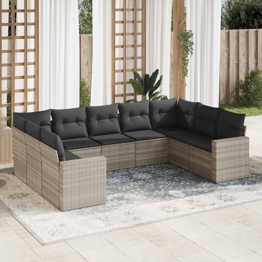 Soffgrupp För Trädgården Med Dynor 9 Delar Beige Konstrotting