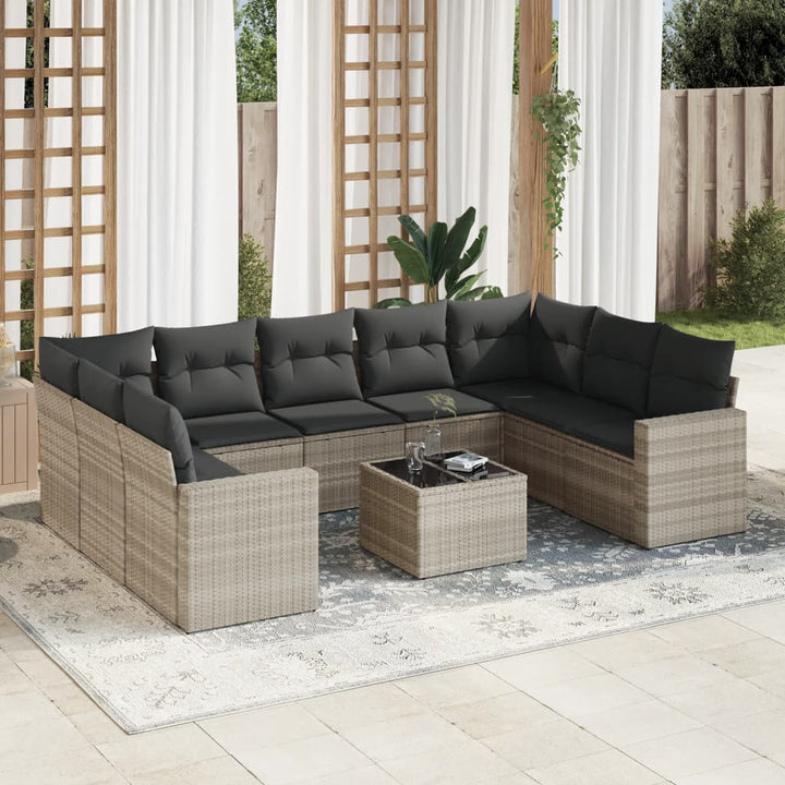 Soffgrupp För Trädgården Med Dynor 9 Delar Beige Konstrotting