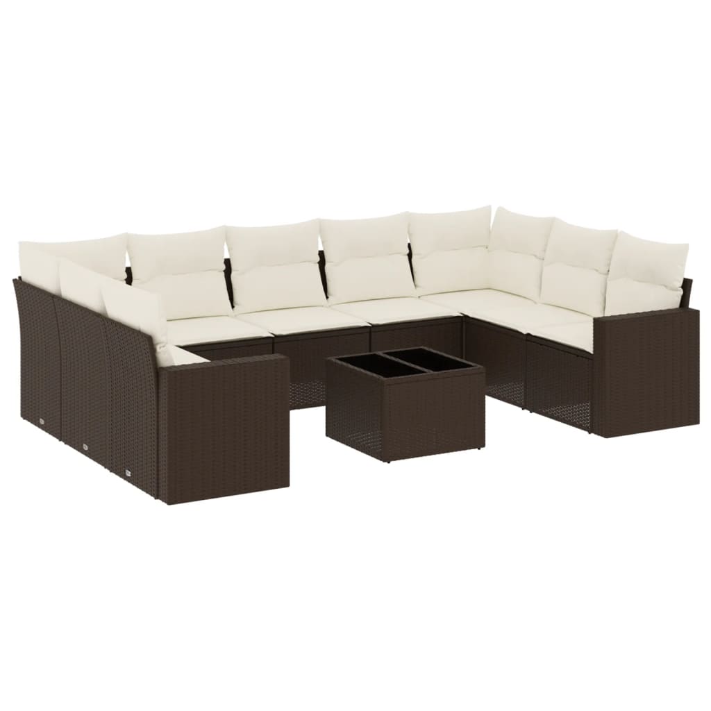 Loungegrupp 10 Delar Med Brun Dynor Konstrotting